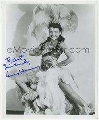 9s1301 LENA HORNE signed 8x10 REPRO photo 1980s sexy portrait in skimpy feathered showgirl outfit!