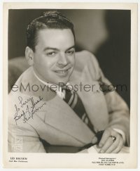 9s1068 LES BROWN signed 8x10 music publicity still 1940s smiling portrait of the jazz musician!