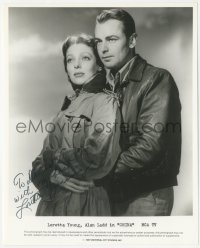 9s1074 LORETTA YOUNG signed 8x10 still R1987 best close portrait with Alan Ladd from China!