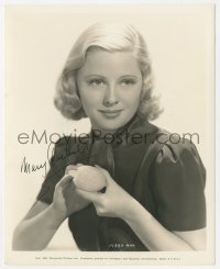 9s1090 MARY CARLISLE signed deluxe 8x10 key book still 1937 holding nail brush shaped like a turtle!