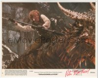 9s1122 PETER MACNICOL signed 8x10 mini LC #4 1981 putting spear in dragon's neck in Dragonslayer!