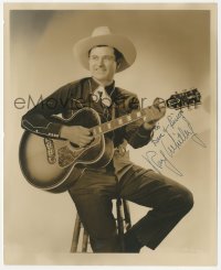 9s1130 RAY WHITLEY signed 8x10 still 1940s great seated singing cowboy portrait holding guitar!