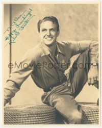9s1138 ROBERT STACK signed deluxe 7.5x9.5 still 1940s great smiling portrait early in his career!