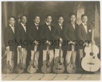 9s1152 SEVEN MUSICAL SHIEK signed deluxe 7.75x9.5 photo 1922 the Indian music group w/ instruments!