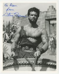 9s1356 STEVE REEVES signed 8x10 REPRO still 1990s great close up in chariot from Hercules Unchained!