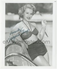 9s1364 VIRGINIA MAYO signed 8x10 REPRO photo 1980s great close up in sexy two-piece swimsuit!