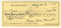 9s0720 BILLIE DOVE signed canceled check 1991 withdrawing $100 cash, she also endorsed the back!