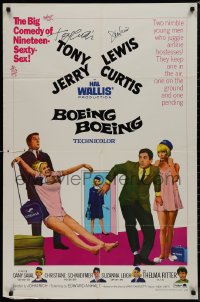 9s0483 BOEING BOEING signed 1sh 1965 by BOTH Tony Curtis AND Jerry Lewis, in the big comedy!