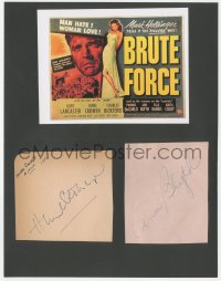 9s0804 BRUTE FORCE 2 signed 4x4 album pages in 9x11 display 1950s one by Hume Cronyn, one by Ann Blyth!
