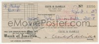 9s0721 CECIL B. DEMILLE signed canceled check 1949 he paid $35 to his adopted son John DeMille!