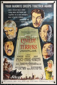 9s0484 COMEDY OF TERRORS signed 1sh 1964 by writer Richard Matheson, Fixler art of top horror stars!