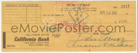 9s0725 DESI ARNAZ signed canceled check 1952 withdrawing $35 for cash, he also endorsed the back!