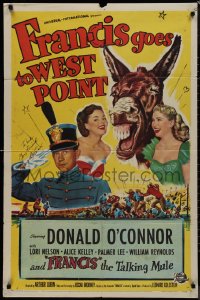 9s0486 FRANCIS GOES TO WEST POINT signed 1sh 1952 by Donald O'Connor, with wacky talking mule!