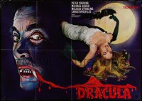 9s0340 HORROR OF DRACULA signed German 33x46 R1960s by Christopher Lee, great vampire art!
