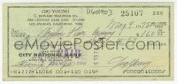 9s0729 GIG YOUNG signed canceled check 1972 he paid $160 to the Gordon Floor Covering company!
