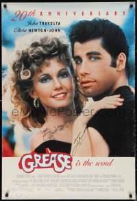 9s0270 GREASE signed 1sh R1998 by BOTH John Travolta AND Olivia Newton-John, 20th anniversary!