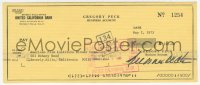 9s0730 GREGORY PECK signed canceled check 1973 he paid $125.00 to the AFI Dinner Committee!