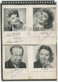 9s0461 HOLLYWOOD VICTORY CARAVAN 4 signed scrapbook pages 1942 by Laurel & Hardy, Cagney & TEN others!