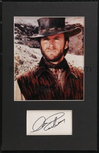 9s0408 CLINT EASTWOOD signed 3x5 index card in 10x15 display 1980s cowboy portrait ready to frame!