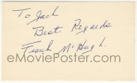 9s0843 FRANK MCHUGH signed 3x5 index card 1980s it can be framed & displayed with a repro!
