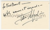 9s0851 JAN MERLIN signed 3x5 index card 1980s it can be framed & displayed with a repro!