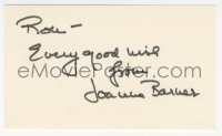 9s0853 JOANNA BARNES signed 3x5 index card 1980s it can be framed & displayed with a repro!