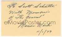 9s0870 MARION MACK signed 3x5 index card 1979 it can be framed & displayed with a repro!