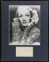 9s0413 MARLENE DIETRICH signed 3x5 index card in 11x14 display 1940s ready to frame on your wall!