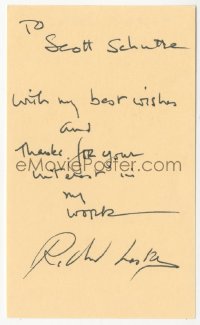 9s0886 RICHARD LESTER signed 3x5 index card 1980s it can be framed & displayed with a repro!