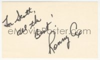 9s0888 RONNY COX signed 3x5 index card 1980s it can be framed & displayed with a repro!