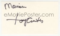 9s0892 TONY CURTIS signed 3x5 index card 1980s it can be framed & displayed with a repro!