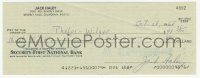 9s0732 JACK HALEY signed canceled check 1968 Tin Man paid $98.76 to the Phelps-Wilger clothing store!