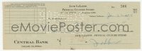 9s0733 JACK LALANNE signed canceled check 1954 he paid $10.91, from his Physical Culture Studio!