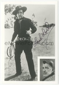 9s1183 LASH LA RUE signed 3x5 REPRO photo 1980s cool then & now images of the B-western cowboy star!