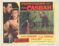 9s0524 PRISONERS OF THE CASBAH signed LC 1953 by Turhan Bey, who's swordfighting with Cesar Romero!