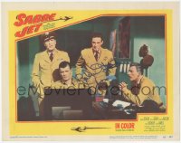 9s0526 SABRE JET signed LC #7 1953 by Robert Stack, who's smoking & watching monitor with 3 men!