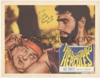 9s0534 THREE STOOGES MEET HERCULES signed LC 1961 by Samson Burke, who's crushing Joe DeRita's head!