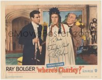 9s0538 WHERE'S CHARLEY signed LC #4 1952 by Ray Bolger, wacky close up of him cross-dressing!