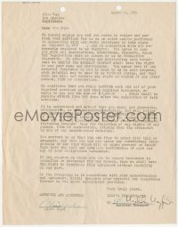 9s0701 ALICE FAYE signed agreement 1938 she was paid $3,500 to be on radio for 5 days!