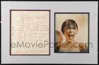 9s0326 JANET LEIGH handwritten letter in 14x21 display 1980s list of her favorite Hitchcock movies!