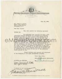 9s0709 JEANETTE MACDONALD signed agreement 1935 giving the rights to make a toy doll named for her!