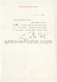 9s0692 KATHARINE HEPBURN signed letter 1970 thanking friends for a recipe, which she made!