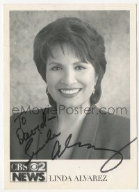 9s0759 LINDA ALVAREZ signed 5x7 publicity photo 1990s TV news anchorwoman when she worked for CBS!