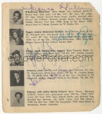 9s0606 MAUREEN O'SULLIVAN/GREGORY PECK signed book page 1960s plus signatures from SEVEN others!