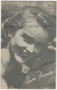9s0663 ANNE FRANCIS signed arcade card 1950s sexy head & shoulders portrait of the Hollywood star!