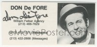 9s0597 DON DEFORE signed 2x4 cut directory page 1960s when he worked for the William Felber Agency!