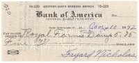 9s0728 FAYARD NICHOLAS signed canceled check 1942 buying milk from his local dairy!
