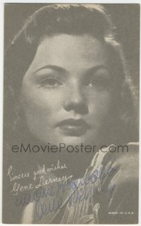 9s0672 GENE TIERNEY signed arcade card 1940s head & shoulders portrait of the beautiful leading lady!