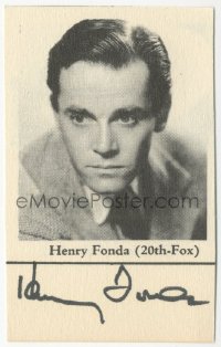 9s0598 HENRY FONDA signed 2x4 cut directory page 1940s great portrait of the 20th Century-Fox leading man!