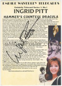 9s0371 INGRID PITT signed English Empire Waverley telecard 2000s Hammer's Countess Dracula!
